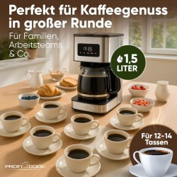 Coffee machine 1.5L 900W Stainless steel Proficook PC-KA1299-Inox