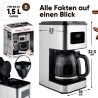 Coffee machine 1.5L 900W Stainless steel Proficook PC-KA1299-Inox