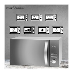 Micro-ondes avec gril et convection 3en1 23L 2300W Proficook PC-MWG 1176H Silver
