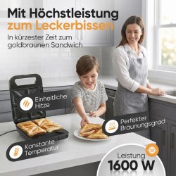 Appareil à sandwich 1600W Noir Proficook PC-ST1329-Noir