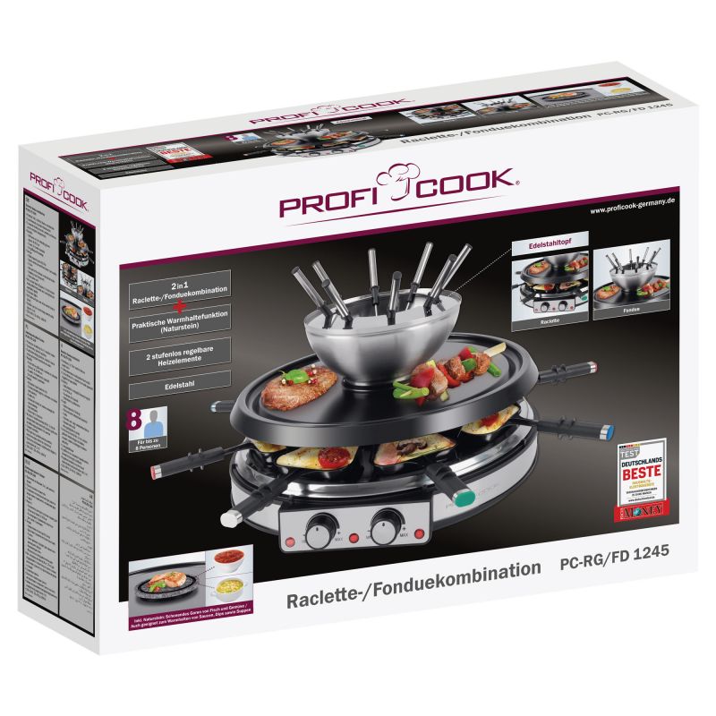Appareil à raclette et fondue 8 personnes Proficook PC-RG/FD1245