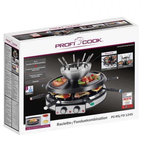Appareil à raclette et fondue 8 personnes Proficook PC-RG/FD1245