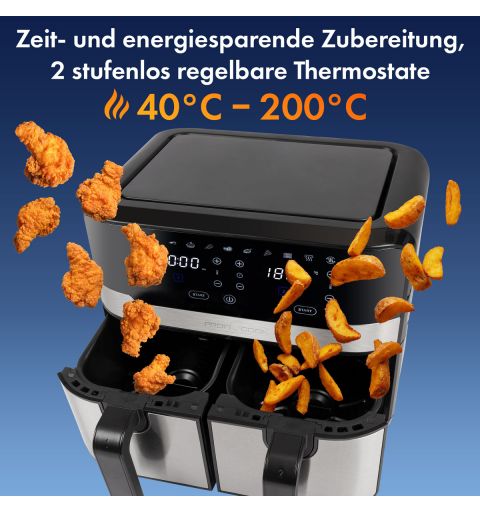 Double friteuse à air chaud avec écran tactile Proficook PC-FR 1242 H