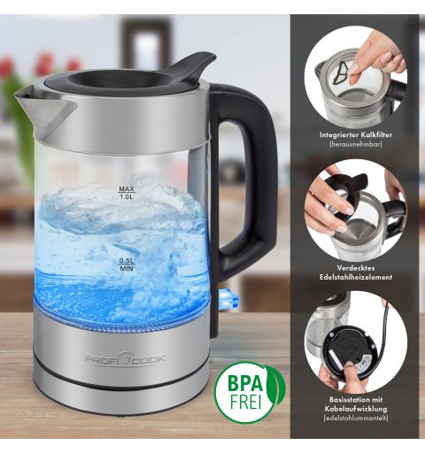 Electric glass kettle 0,5L Proficook PC-WKS 1228 G