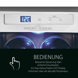 Cave à vin avec porte vitrée et écran LED 23L Proficook PC-WK1233