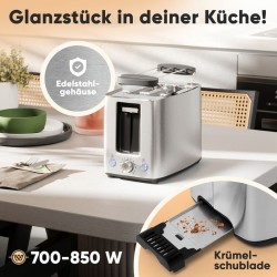 Grille-pain 2 fentes Acier inoxydable Proficook PC-TA1279